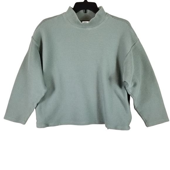 Madewell Sweaters - Madewell Women XL Sage Green Cotton Mock Neck Ribbed Pullover Sweater